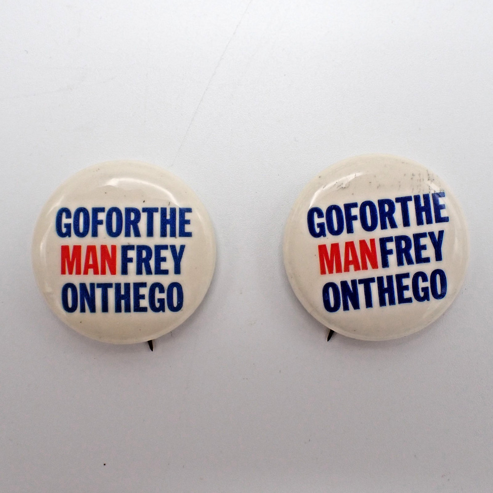 Vintage PA VFW Manfrey Campaign Pinback Buttons Pair Bastian Bros